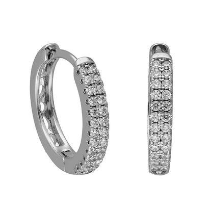 BRIZZLING BME172 Σκουλαρίκια Κρίκοι από Επιπλατινωμένο Ασήμι με Διαμάντι Μοϊσανίτη