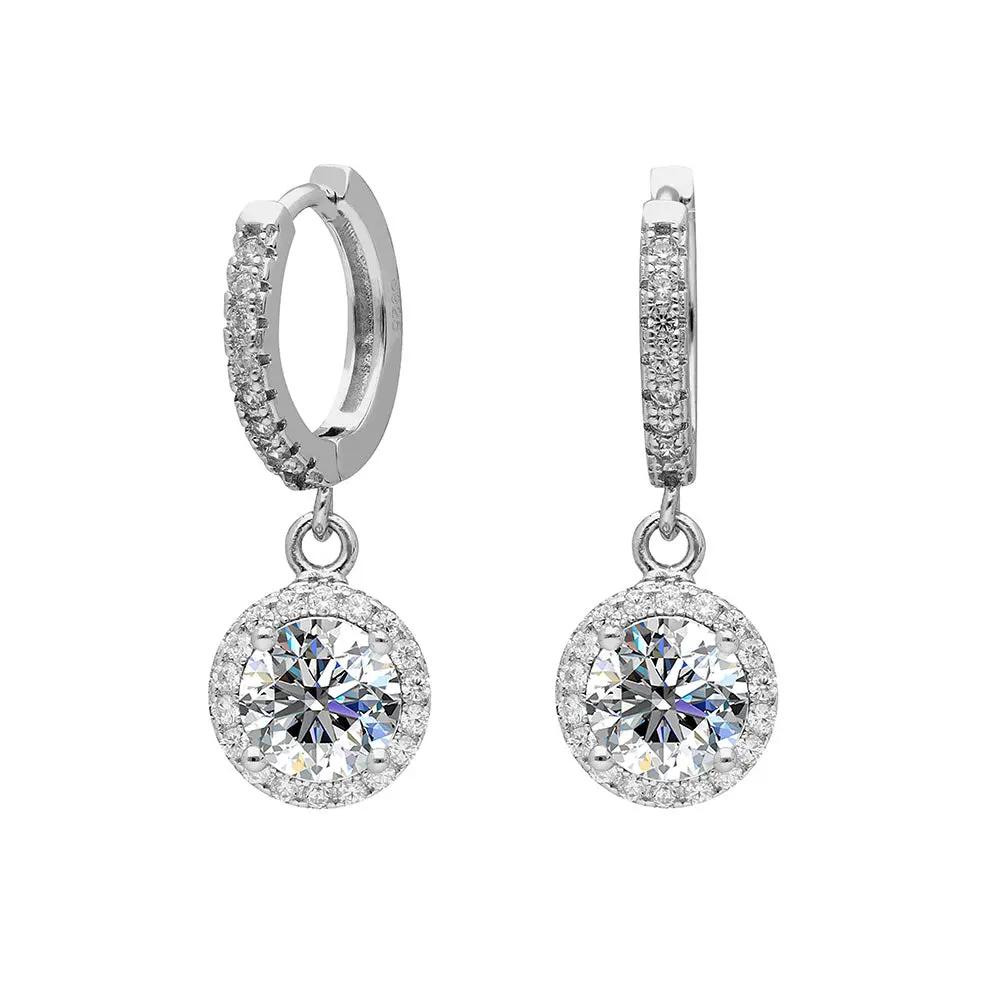 BRIZZLING BME2020 Σκουλαρίκια από Επιπλατινωμένο Ασήμι με Διαμάντια Μοϊσανίτη