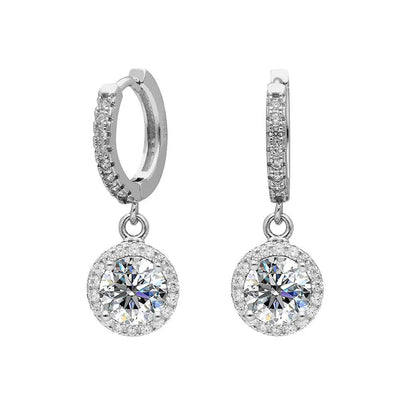 BRIZZLING BME2020 Σκουλαρίκια από Επιπλατινωμένο Ασήμι με Διαμάντια Μοϊσανίτη