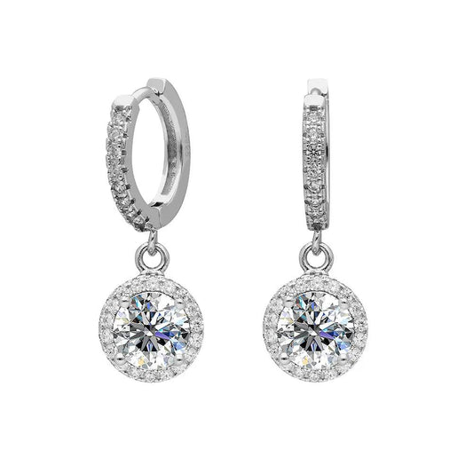 BRIZZLING BME2020 Σκουλαρίκια από Επιπλατινωμένο Ασήμι με Διαμάντια Μοϊσανίτη