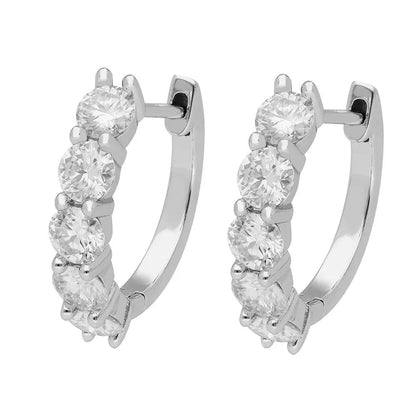 BRIZZLING BME2043 Σκουλαρίκια Κρίκοι από Επιπλατινωμένο Ασήμι με Διαμάντι Μοϊσανίτη