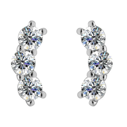 BRIZZLING BME2072 Σκουλαρίκια από Επιπλατινωμένο Ασήμι με Διαμάντι Μοϊσανίτη