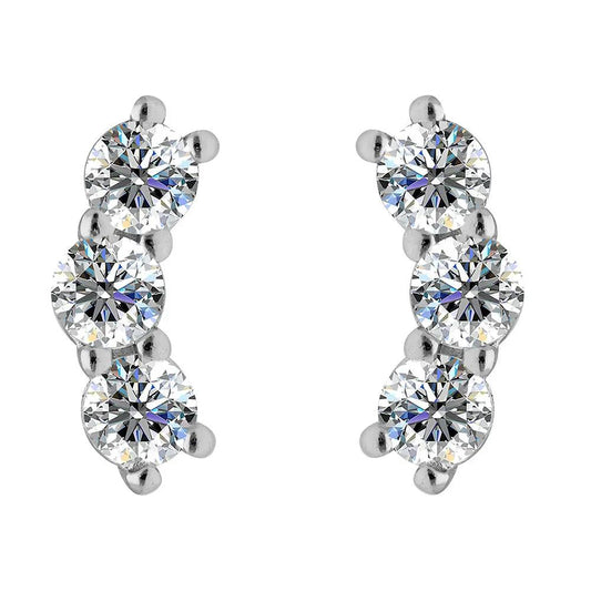 BRIZZLING BME2072 Σκουλαρίκια από Επιπλατινωμένο Ασήμι με Διαμάντι Μοϊσανίτη