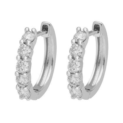 BRIZZLING BME2074 Σκουλαρίκια Κρίκοι από Επιπλατινωμένο Ασήμι με Διαμάντι Μοϊσανίτη