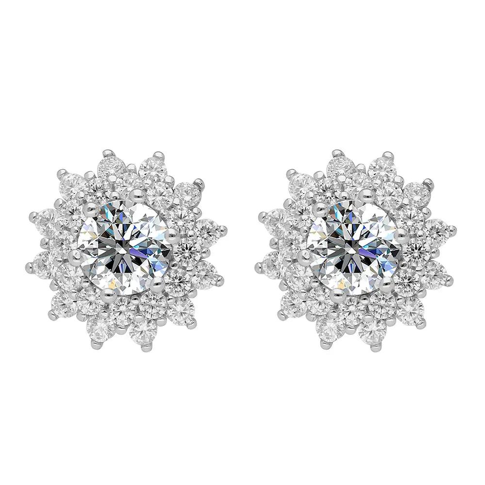 BRIZZLING BME2078 Σκουλαρίκια από Επιπλατινωμένο Ασήμι με Διαμάντι Μοϊσανίτη