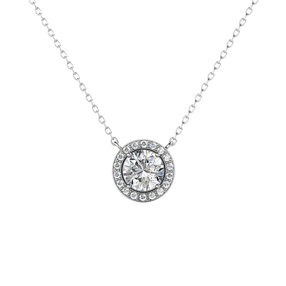 BRIZZLING BMP023 Κολιέ από Επιπλατινωμένο Ασήμι με Διαμάντι Μοϊσανίτη