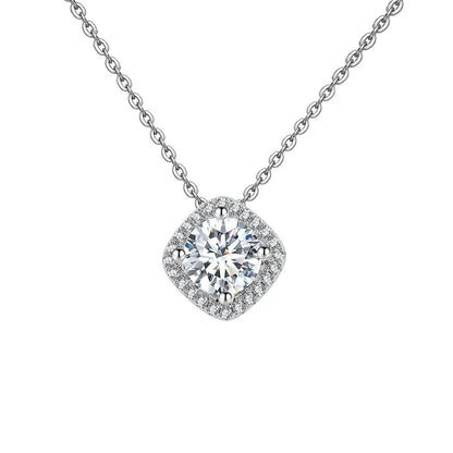 BRIZZLING BMP043 Κολιέ από Επιπλατινωμένο Ασήμι με Διαμάντι Μοϊσανίτη