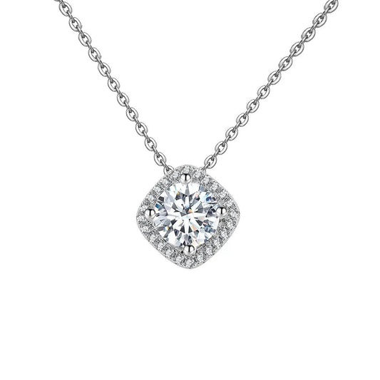 BRIZZLING BMP043 Κολιέ από Επιπλατινωμένο Ασήμι με Διαμάντι Μοϊσανίτη