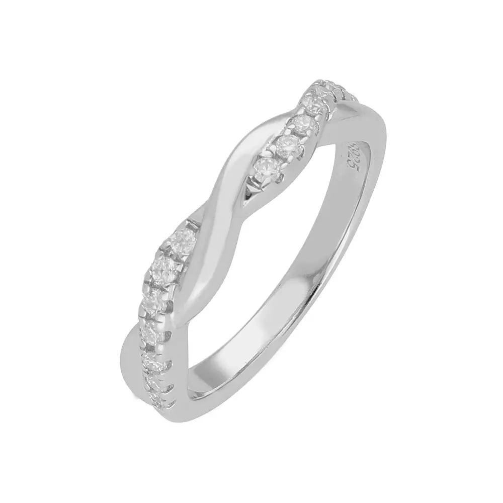 BRIZZLING BMR117 Σειρέ από Επιπλατινωμένο Ασήμι με Διαμάντια Μοϊσανίτη