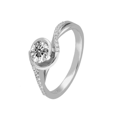 BRIZZLING BMR197 Μονόπετρο από Επιπλατινωμένο Ασήμι με Διαμάντι Μοϊσανίτη