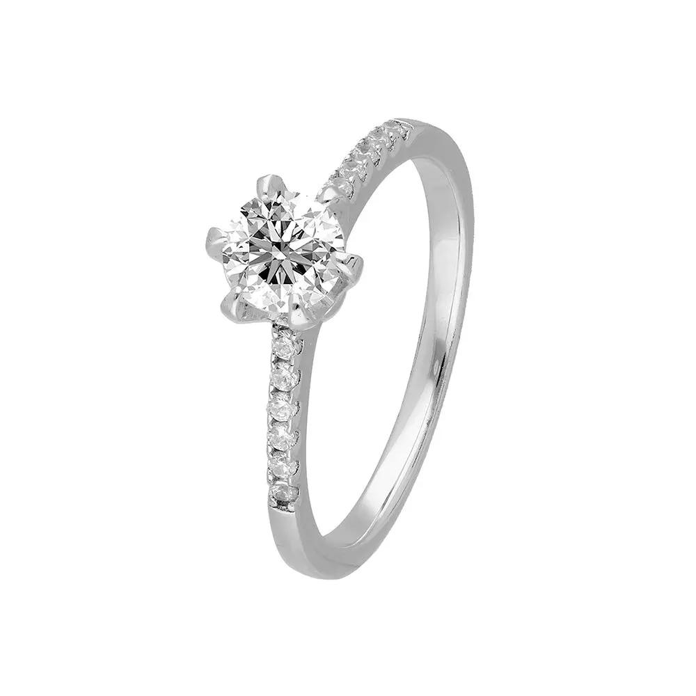 BRIZZLING BMR213 Μονόπετρο από Επιπλατινωμένο Ασήμι με Διαμάντι Μοϊσανίτη