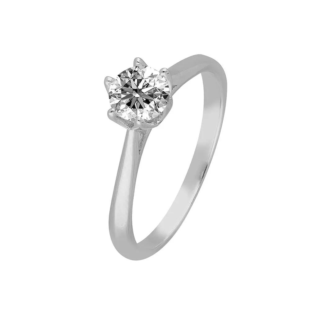 BRIZZLING BMR220 Μονόπετρο από Επιπλατινωμένο Ασήμι με Διαμάντι Μοϊσανίτη