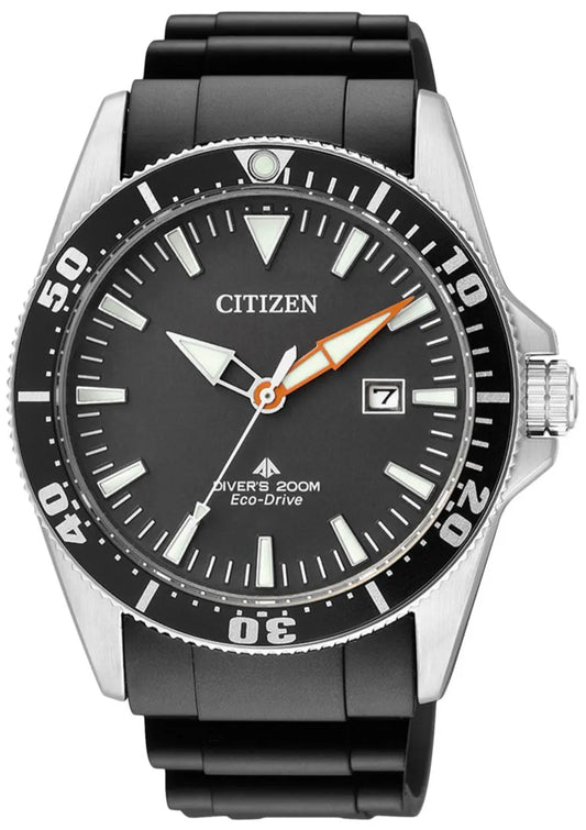 Citizen BN0100-42E Eco-Drive Divers Black Rubber Strap