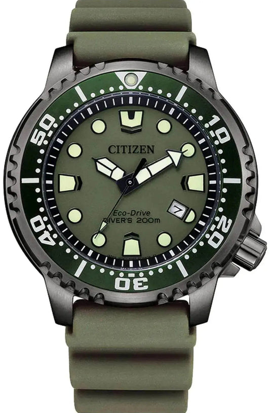 Citizen BN0157-11X Promaster Eco-Drive Divers Green Rubber Strap