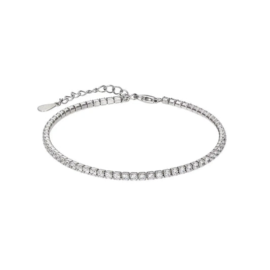 Βραχιόλι BR100W Ριβιέρα Από Επιπλατινωμένο Ασήμι με Ζιργκόν