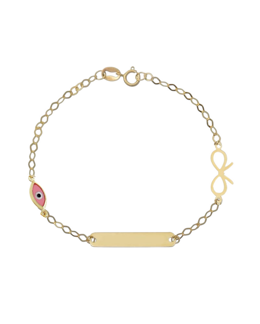 BR1948G Children's Eye and Butterfly Bracelet in 9ct Gold