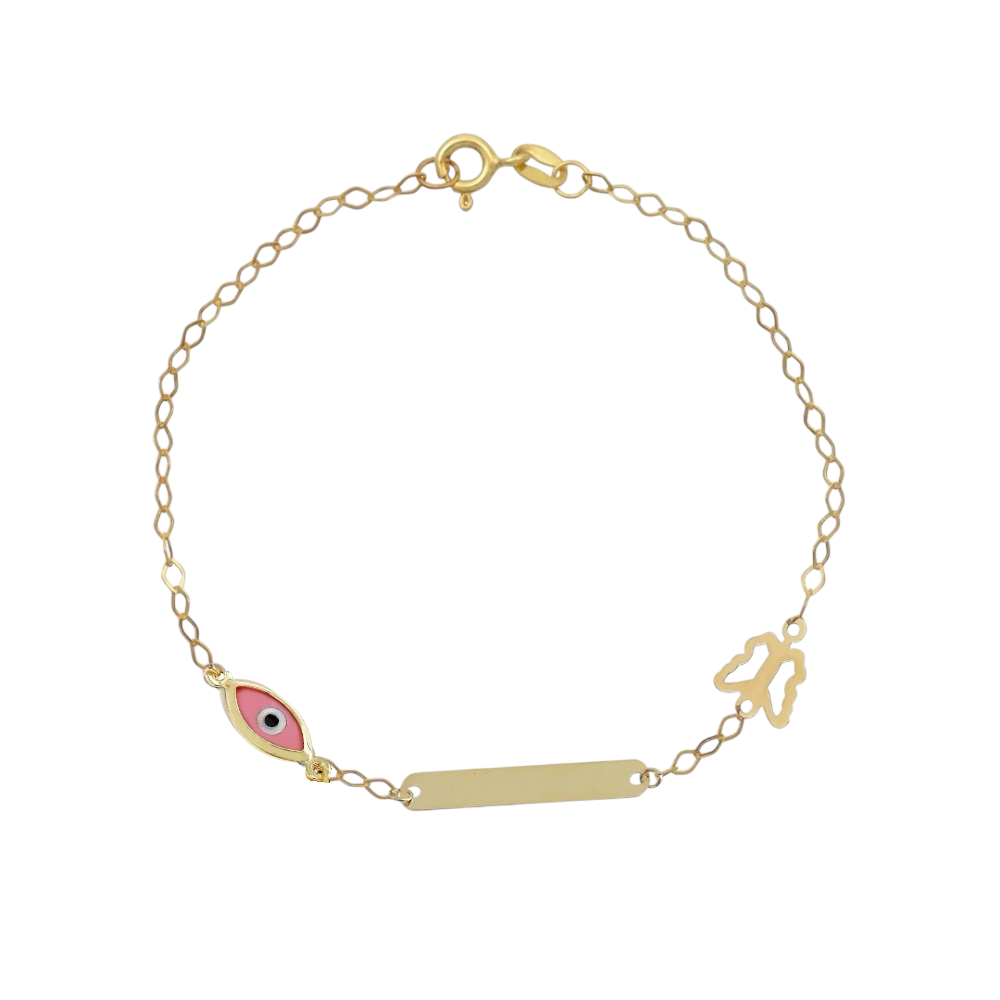 BR1948G Children's Eye and Butterfly Bracelet in 9ct Gold