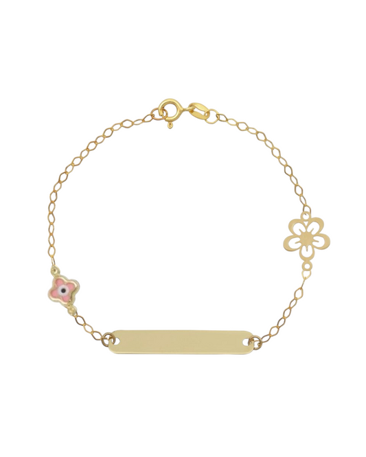 BR1948G Children's Eye and Butterfly Bracelet in 9ct Gold