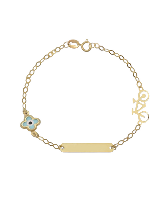 BR1948G Children's Eye and Butterfly Bracelet in 9ct Gold