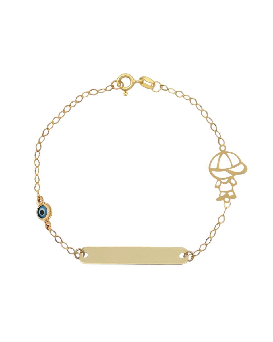 BR1948G Children's Eye and Butterfly Bracelet in 9ct Gold