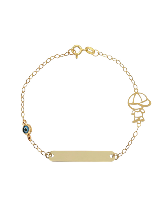 BR1948G Children's Eye and Butterfly Bracelet in 9ct Gold