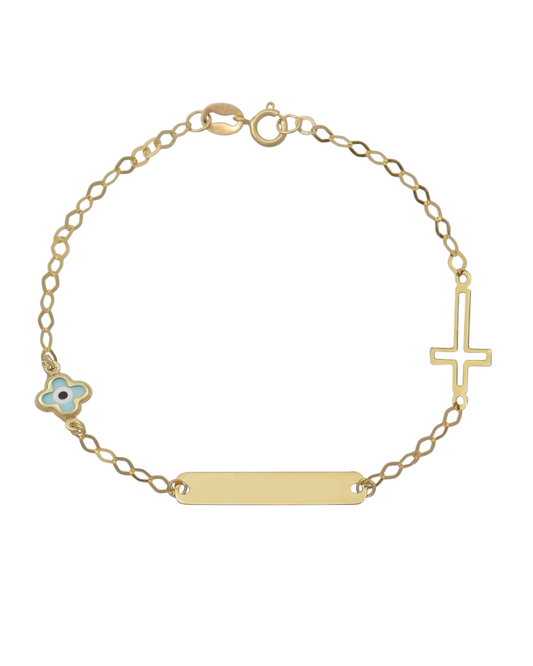 BR1948G Children's Eye and Butterfly Bracelet in 9ct Gold