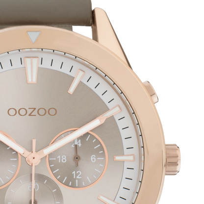 OOZOO C10802 45MM Timepieces Taupe Leather Strap