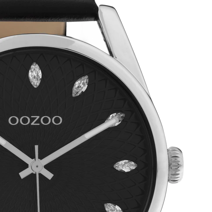 OOZOO C10818 45MM Timepieces Black Leather Strap