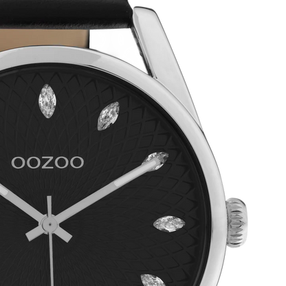 OOZOO C10818 45MM Timepieces Black Leather Strap