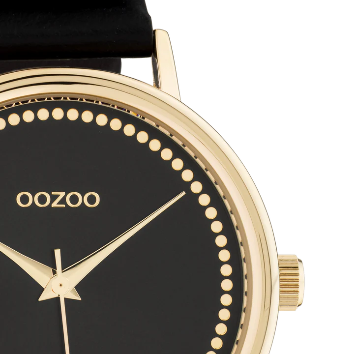 OOZOO C10835 42MM Timepieces Black Leather Strap