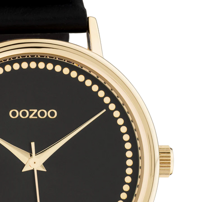 OOZOO C10835 42MM Timepieces Black Leather Strap