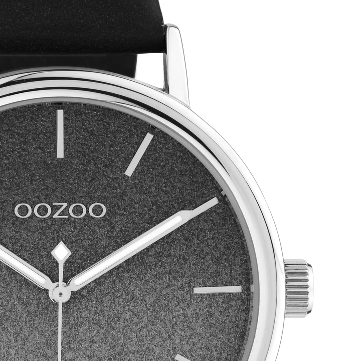 OOZOO C10939 42MM Timepieces Black Leather Strap