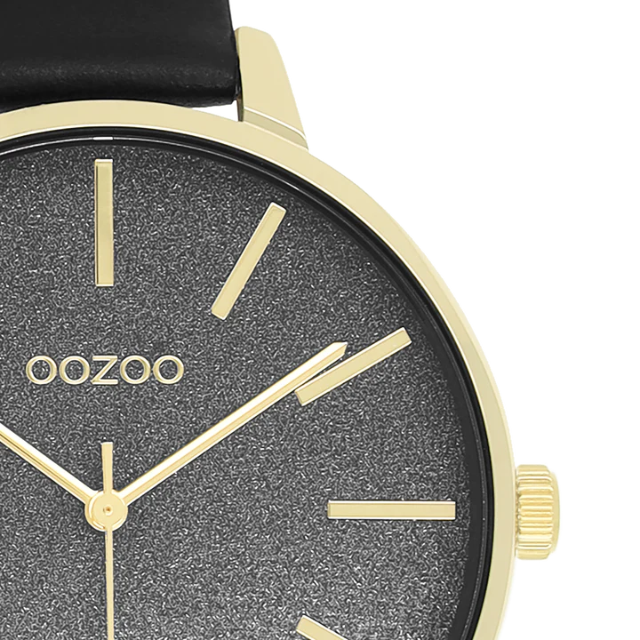 OOZOO C11034 42MM Timepieces Black Leather Strap