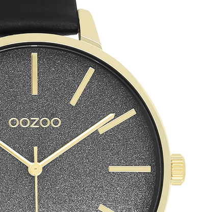 OOZOO C11034 42MM Timepieces Black Leather Strap