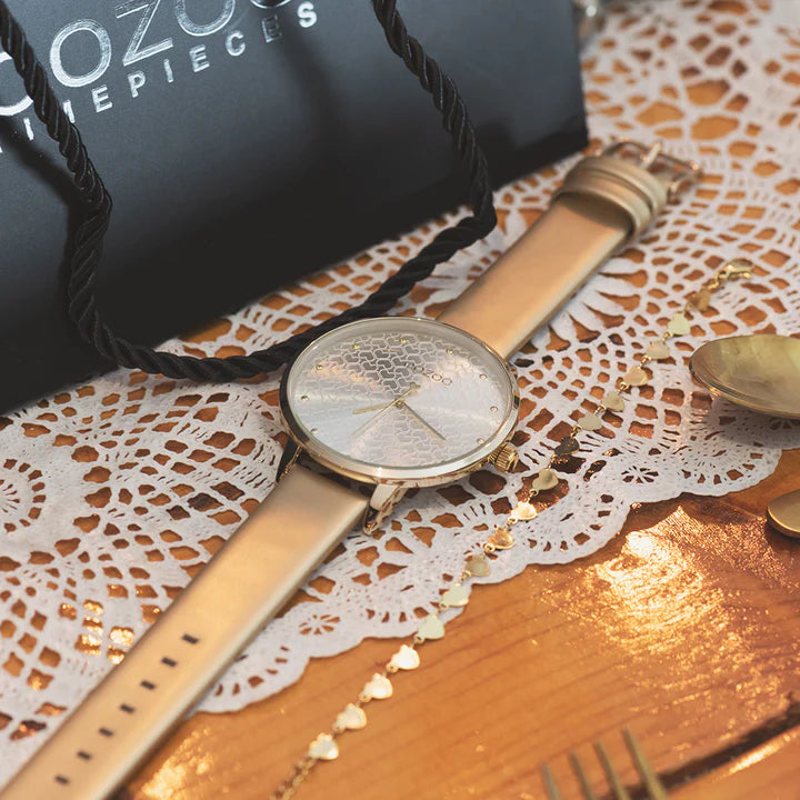 OOZOO C11035 48MM Timepieces Gold Leather Strap