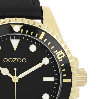 OOZOO C11115 44MM Timepieces Black Leather Strap