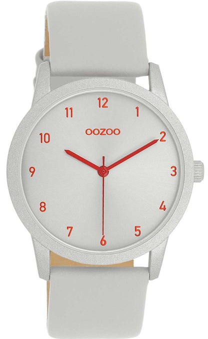 OOZOO C11166 38mm Timepieces Light Grey Leather Strap