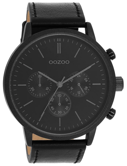 OOZOO C11203 50MM Timepieces Black Leather Strap