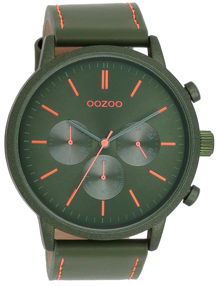 OOZOO C11206 50MM Timepieces Green Leather Strap