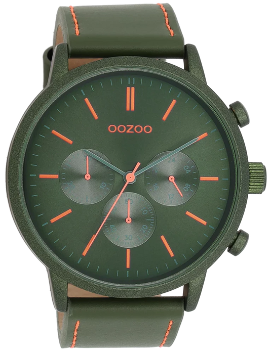 OOZOO C11206 50MM Timepieces Green Leather Strap