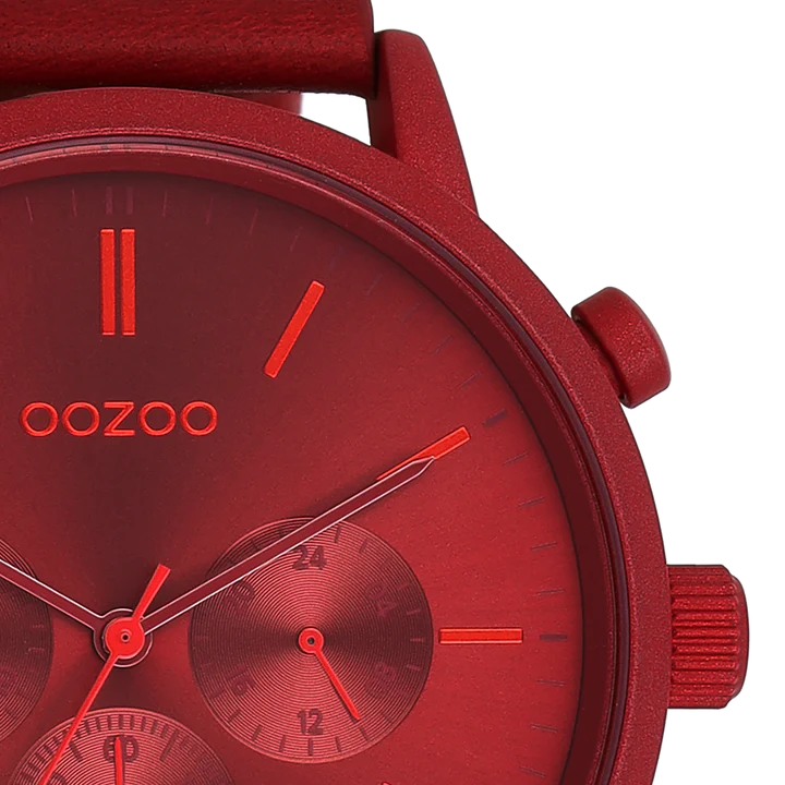 OOZOO C11207 50MM Timepieces Red Leather Strap