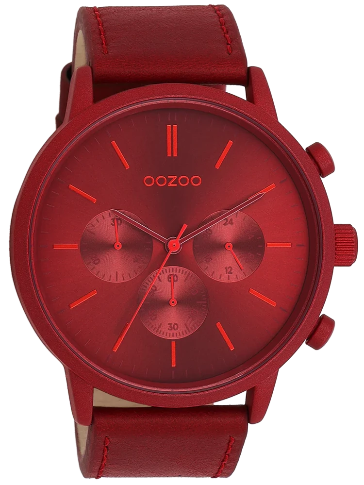 OOZOO C11207 50MM Timepieces Red Leather Strap