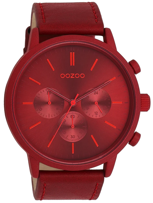 OOZOO C11207 50MM Timepieces Red Leather Strap