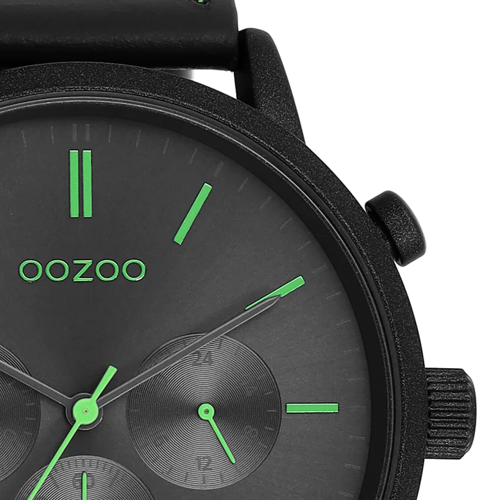 OOZOO C11208 50MM Timepieces Black Leather Strap