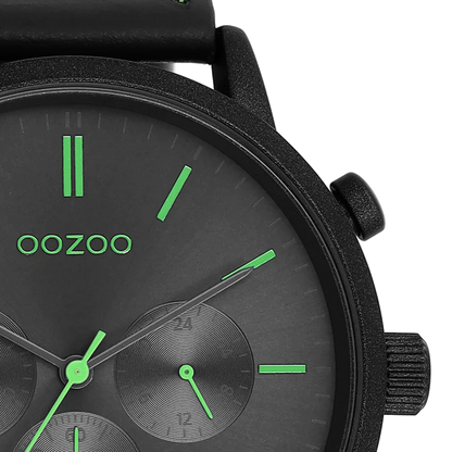 OOZOO C11208 50MM Timepieces Black Leather Strap