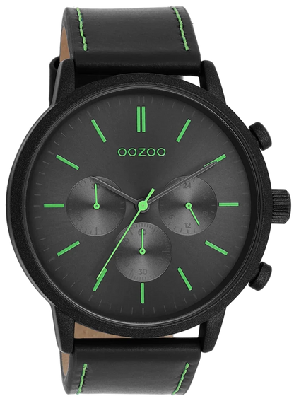 OOZOO C11208 50MM Timepieces Black Leather Strap