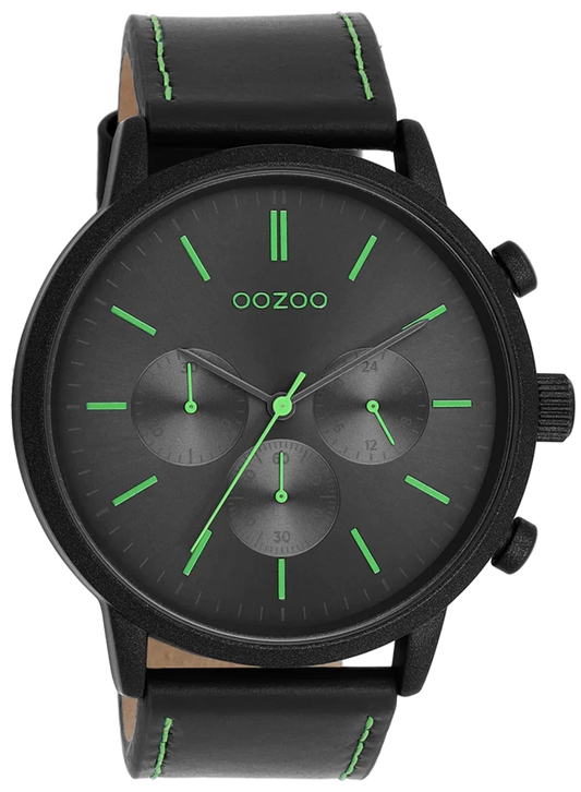 OOZOO C11208 50MM Timepieces Black Leather Strap