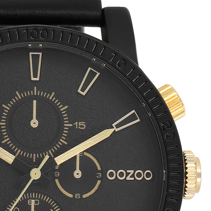 OOZOO C11212 48MM Timepieces Black Leather Strap