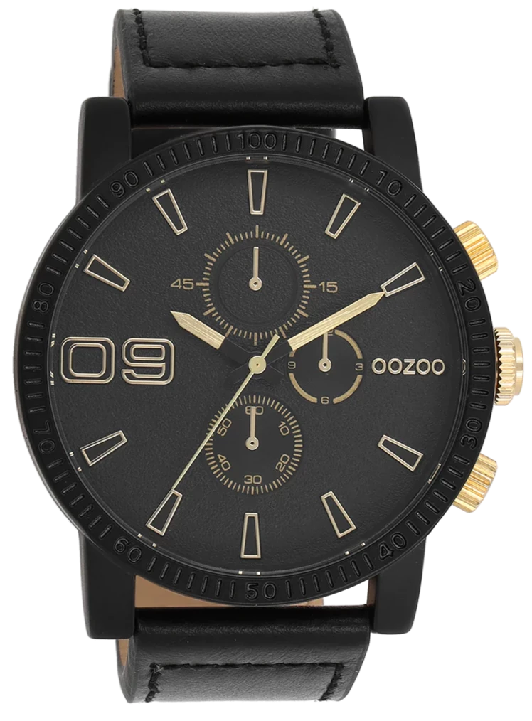 OOZOO C11212 48MM Timepieces Black Leather Strap