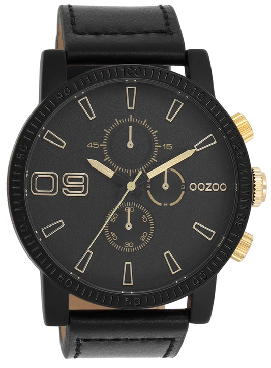 OOZOO C11212 48MM Timepieces Black Leather Strap